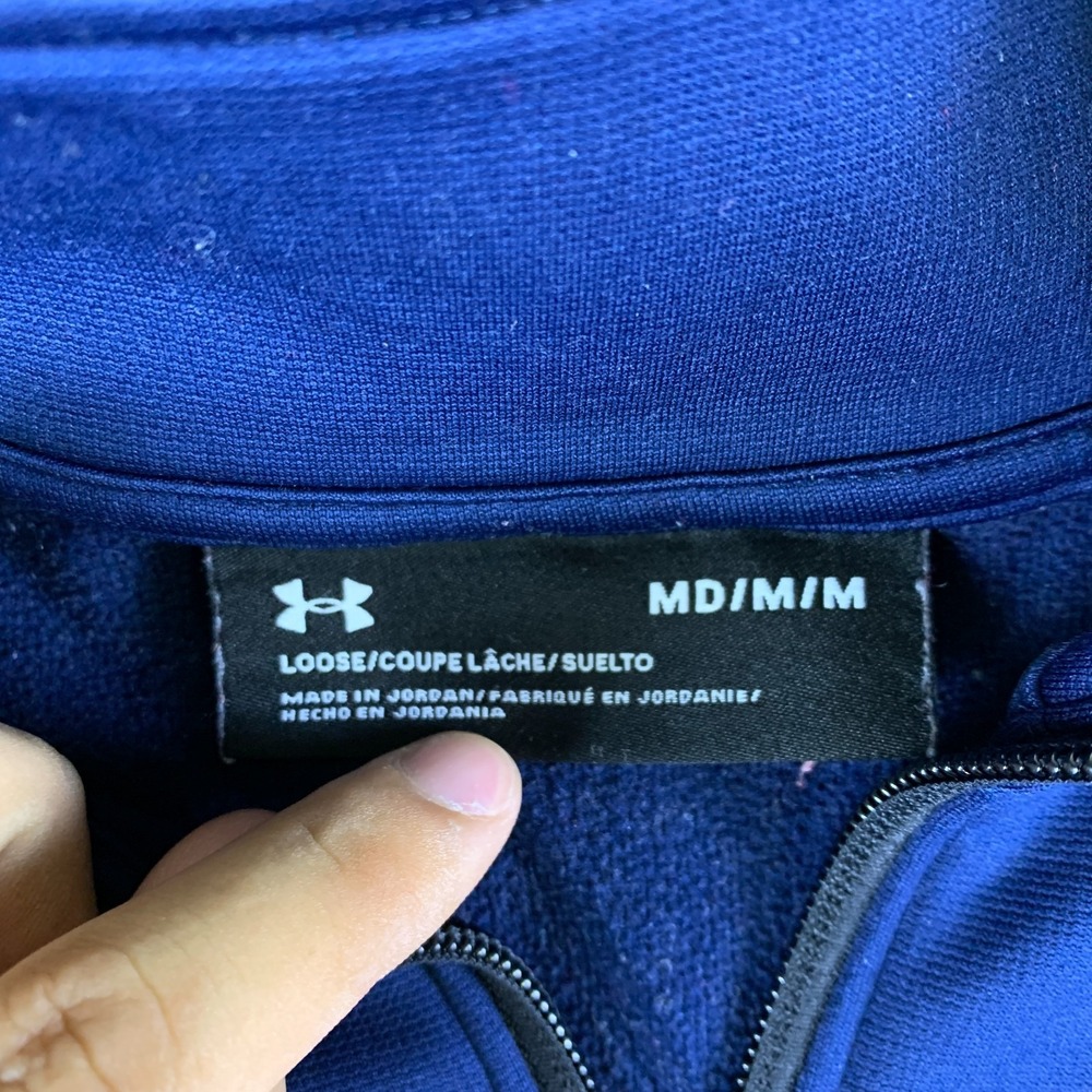 Under Armour Jacket Mens Medium Royal Blue Good Fleece Lined Quarter Zip 1359855 - Picture 5 of 9